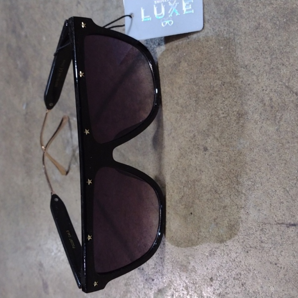 Black Luxe Sunglasses with Gold Stars